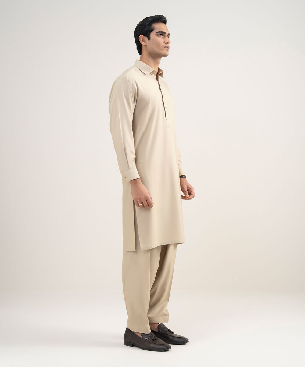 Men's Stitched Premium Blended Beige Suit