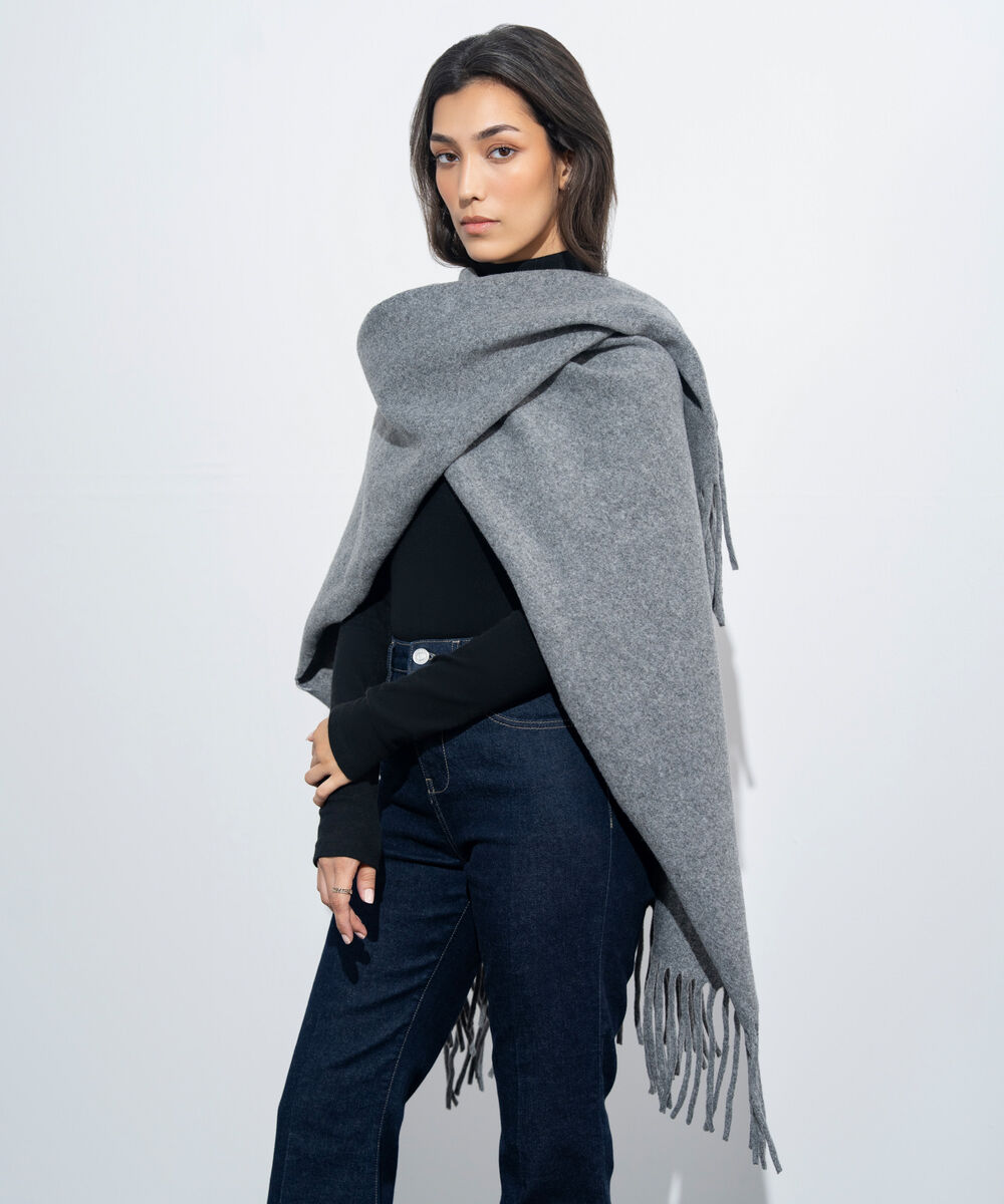 Women's Western Wear Grey Cape Shawl