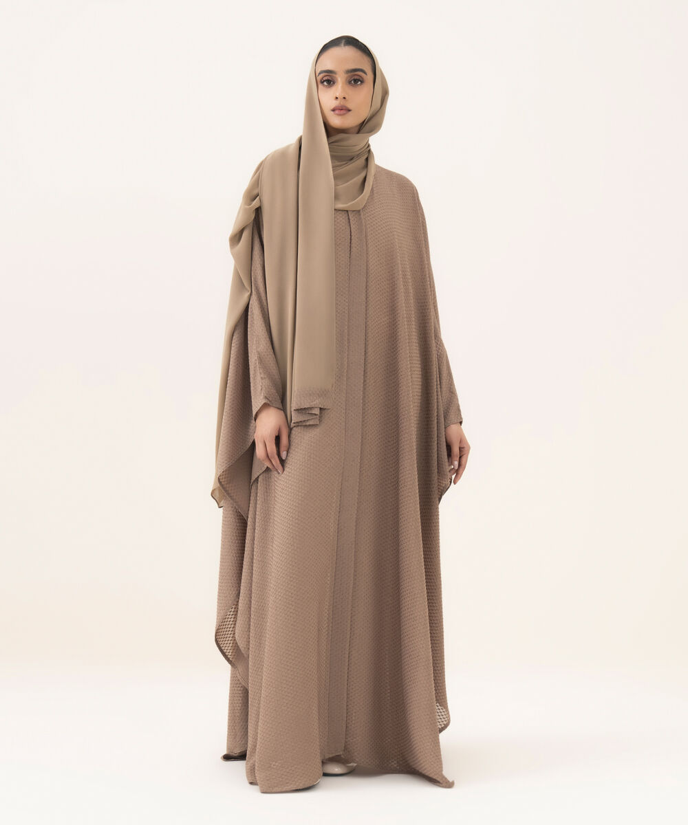 Women's light brown kaftan Abaya set