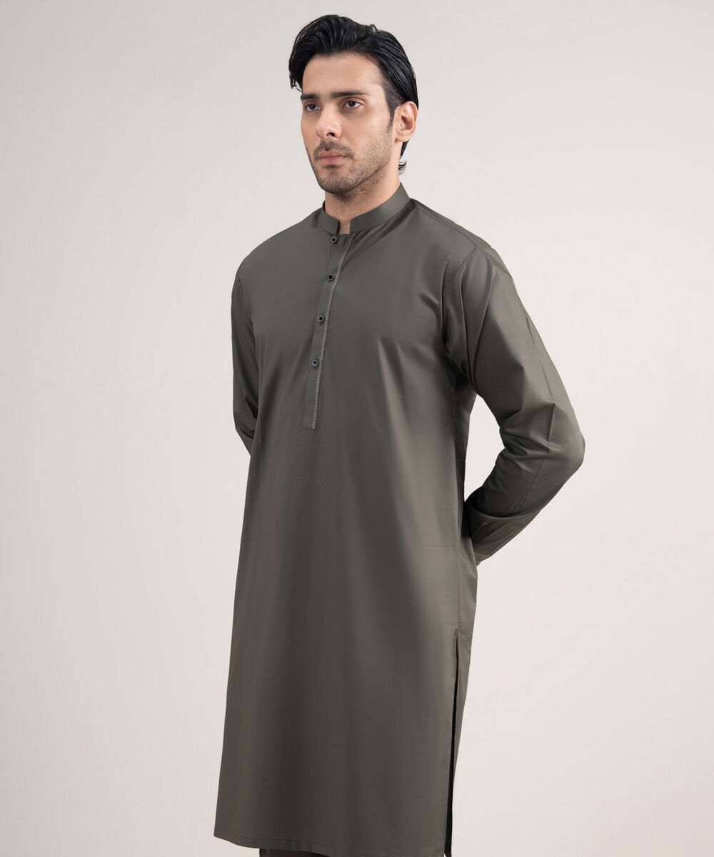 Men's Stitched Premium Cotton Dark Green Suit