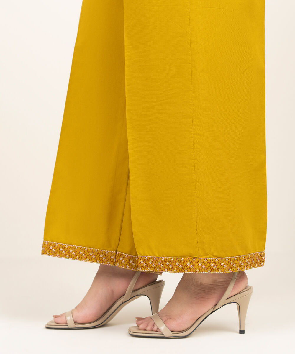 Women's RTW Lawn Embroidered Mustard Culottes