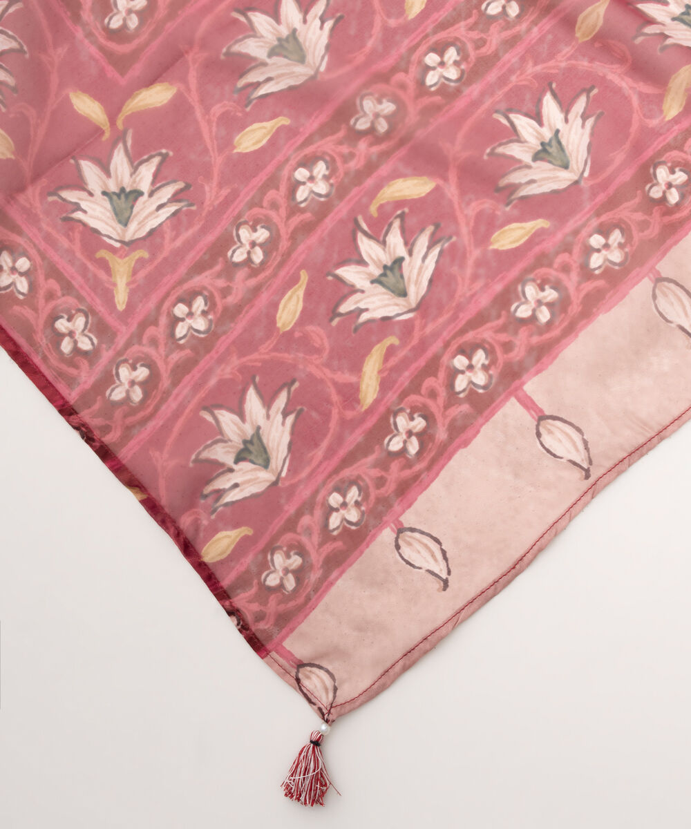 Blended Tissue Printed Red Dupatta
