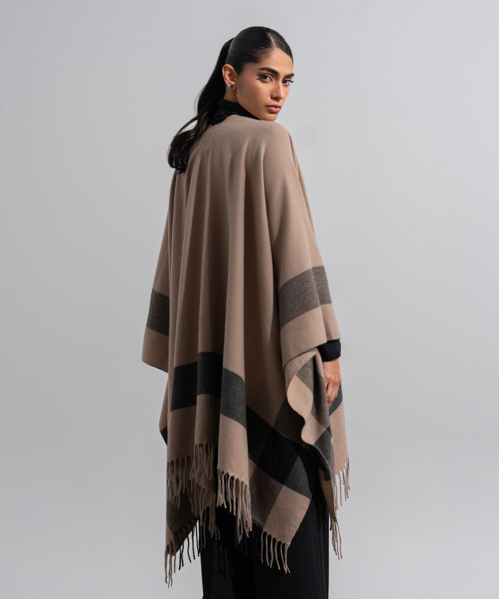 Women's Western Wear Khaki Polyester Cape Shawl