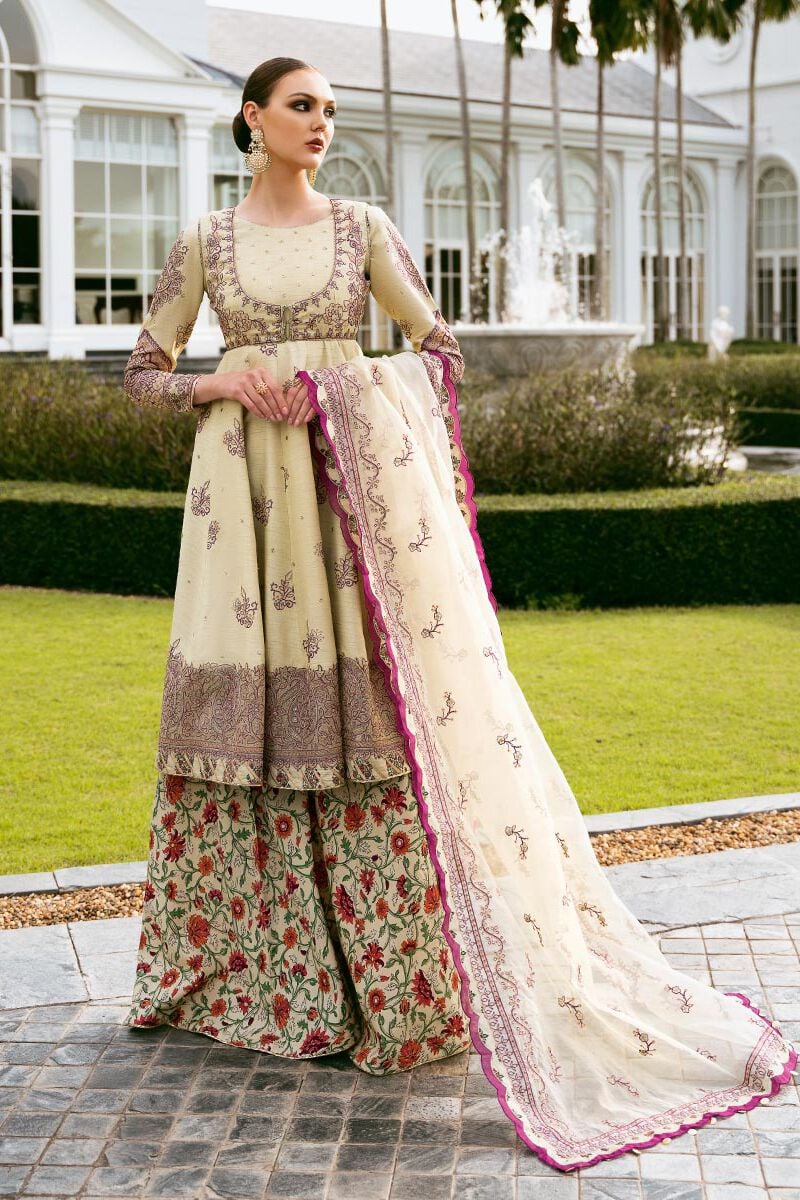 3 Piece -  Embroidered Raw Silk Suit