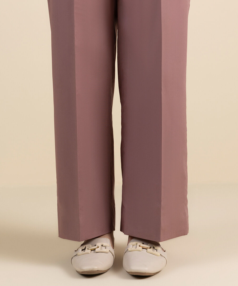 Unstitched Women's Solid Cotton Pink Trousers