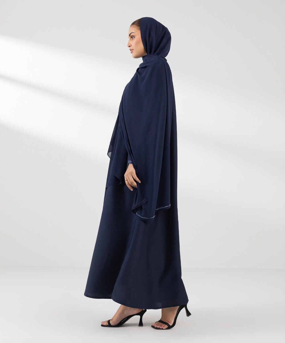 Woman - Blue Hand Embellished Abaya Set