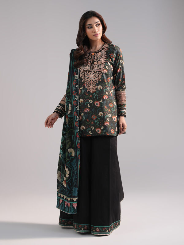3 Piece - Embroidered Zari Lawn Suit