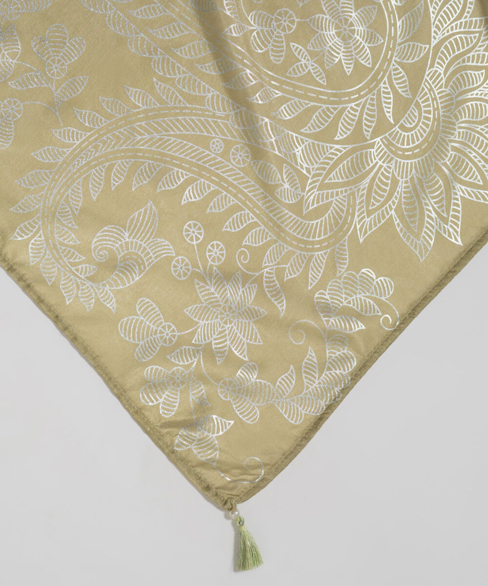 Women's RTW Blended tissue Printed Green Dupatta