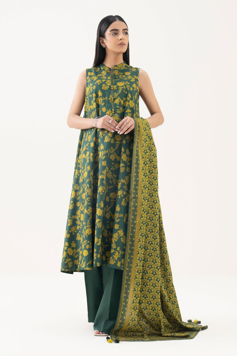 3 Piece - Printed Linen  Suit