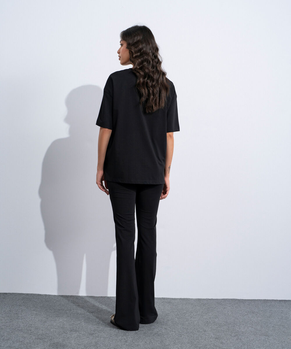 Women's Western Black Loose Fit T-Shirt