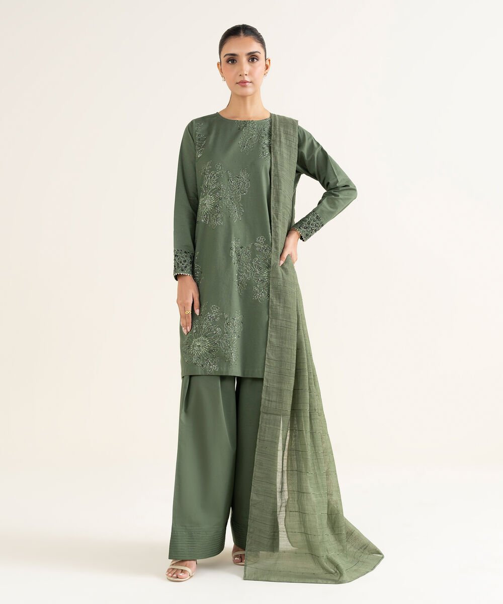 Manar Solid Green Dupatta