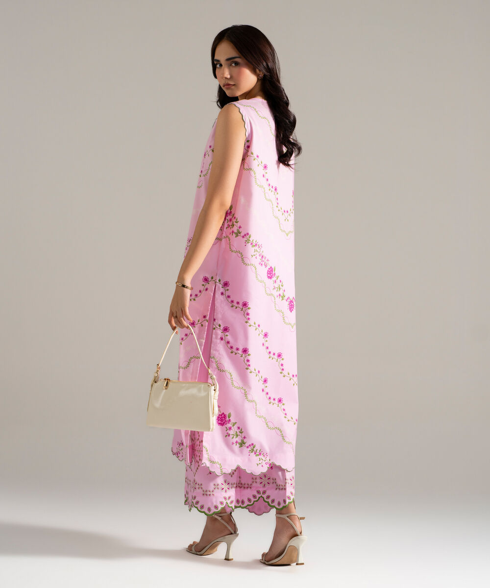 Women's RTW Cotton Viscose Printed Pink 2 Piece Suit