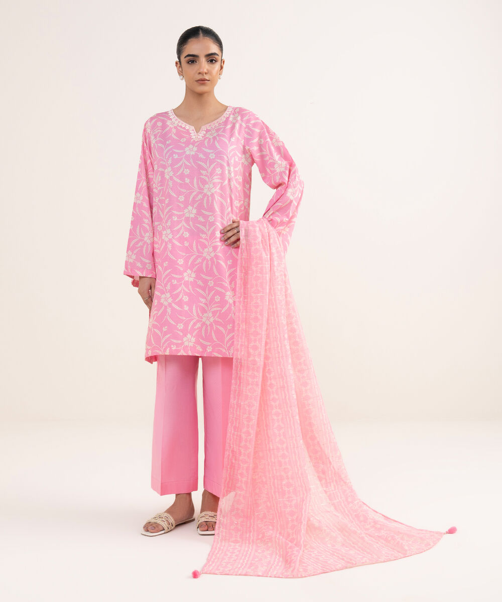 Manaar Pink Printed Dupatta