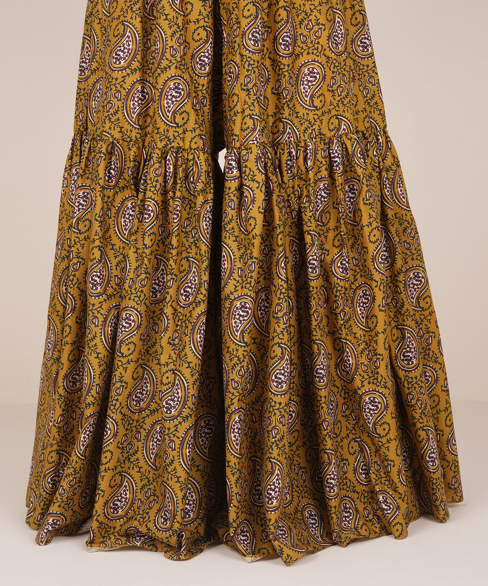 Women's RTW Cambric Yellow Printed Gharara