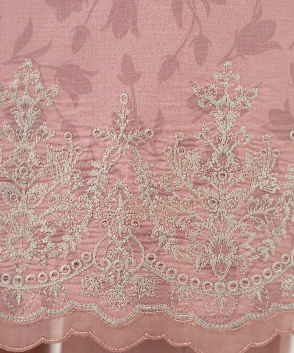 Women's Unstitched Zari Lawn Embroidered Pink 3 Piece Suit