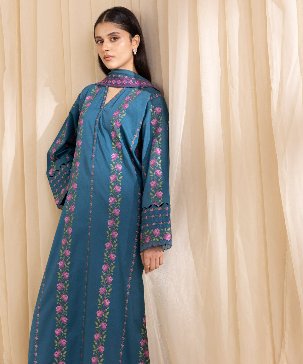 3 Piece - Embroidered Twill Suit