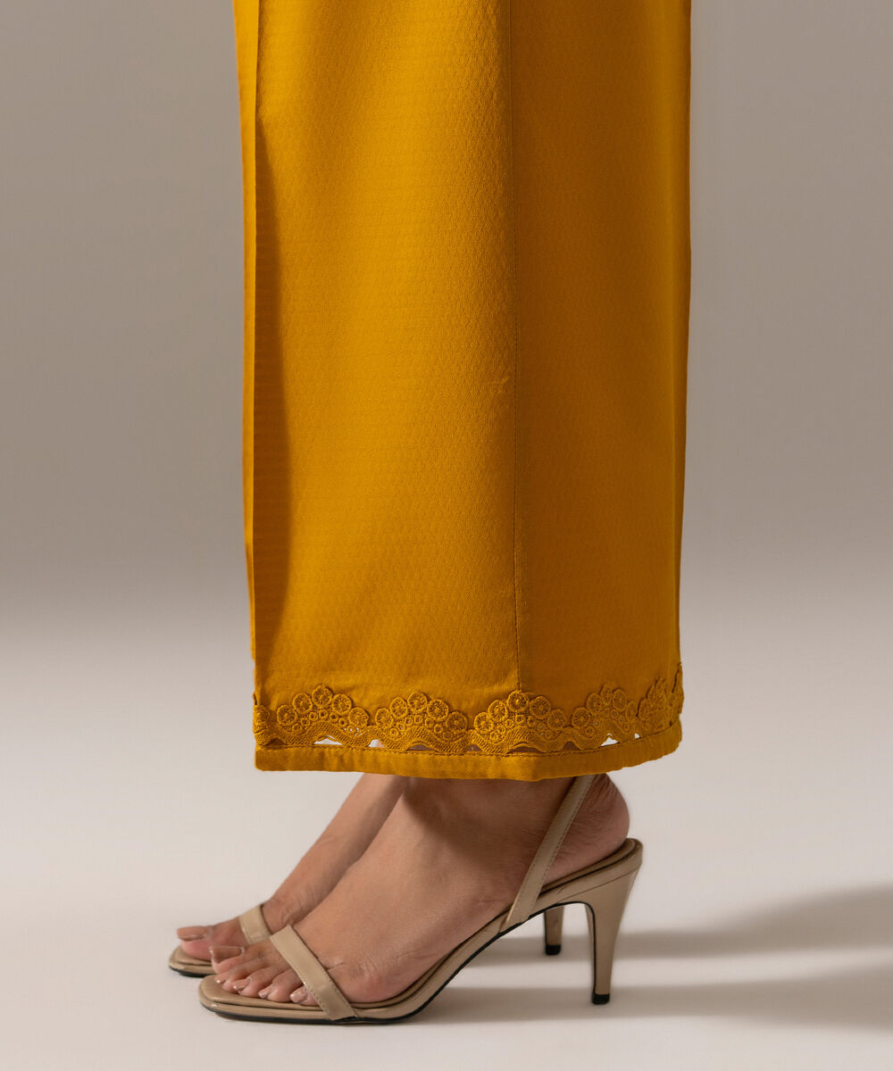 Women's RTW Dobby Solid Mustard Yellow Culottes