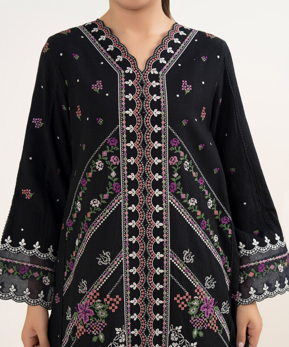 Women's Unstitched Dobby Dyed Three Piece Suit