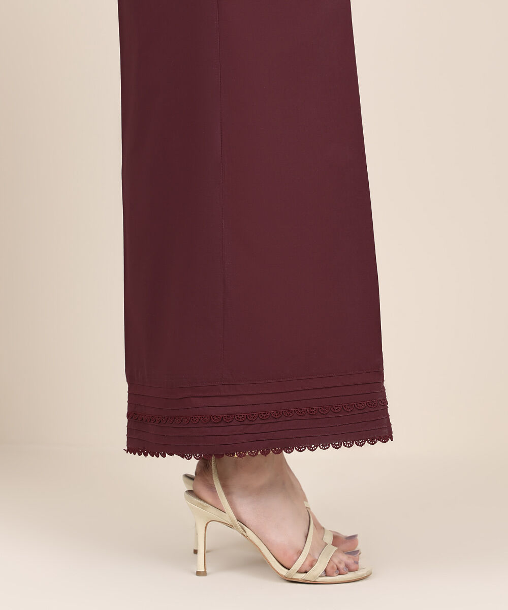 Women's RTW Cambric Red Solid Flared Pants