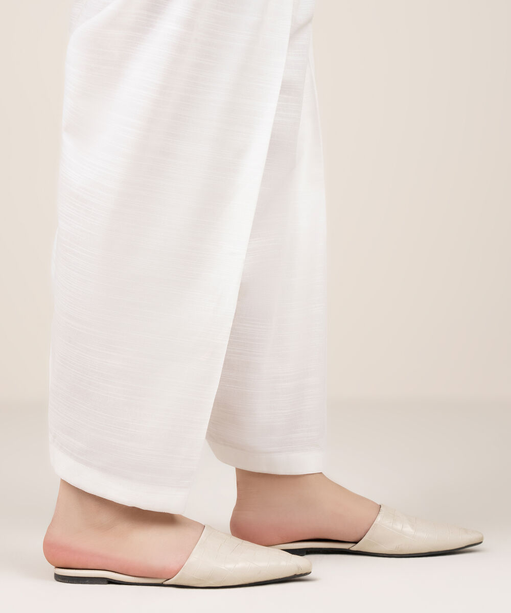 Women's RTW Khaddar Solid White Shalwar