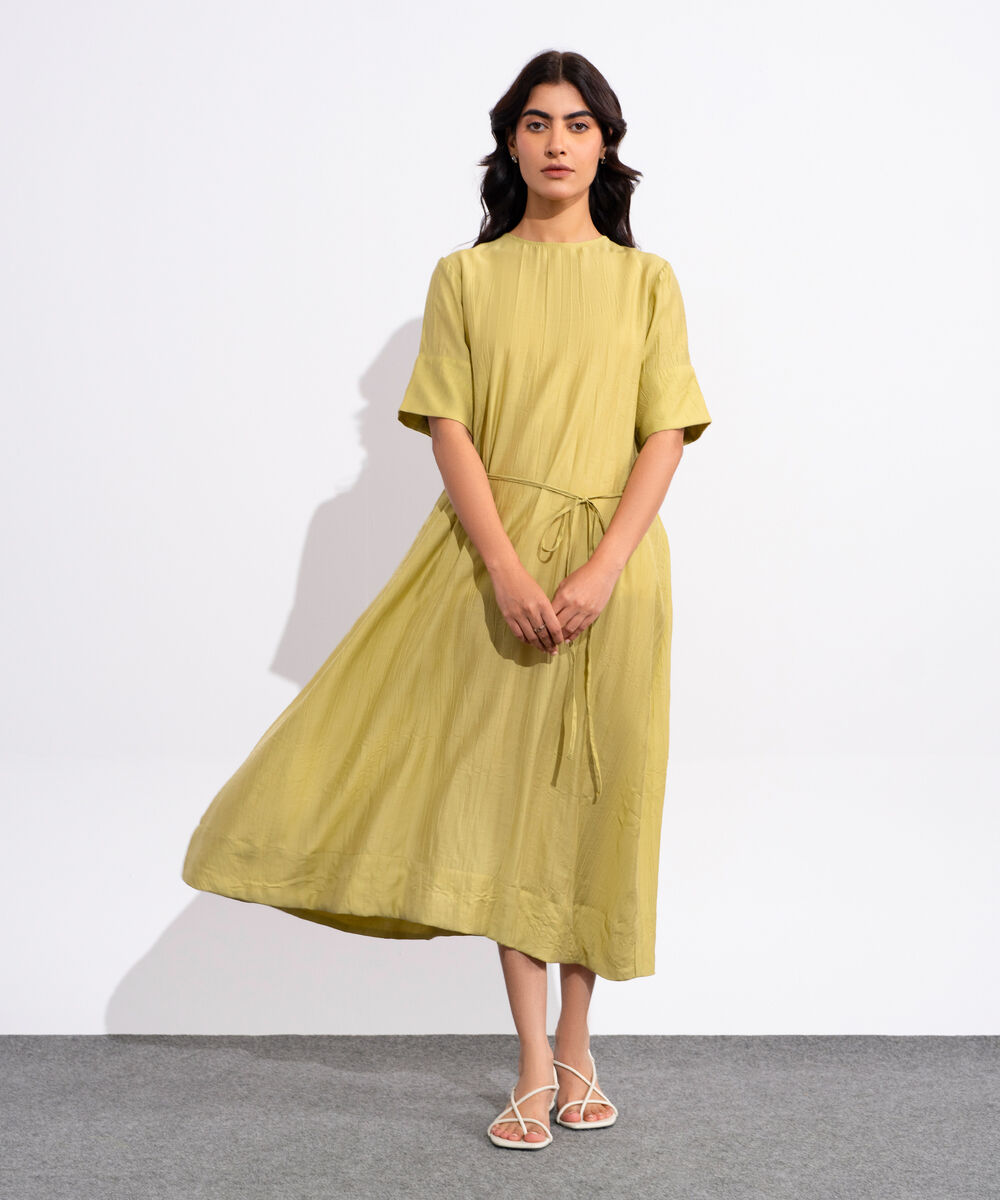 Women's Sage Green Textured Maxi Dress