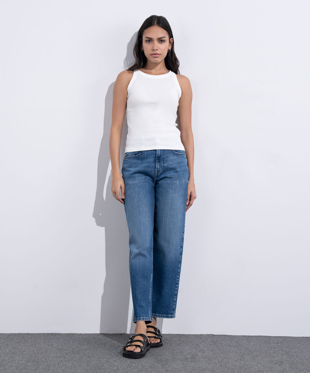 Women's Western Wear White Ribbed Vest