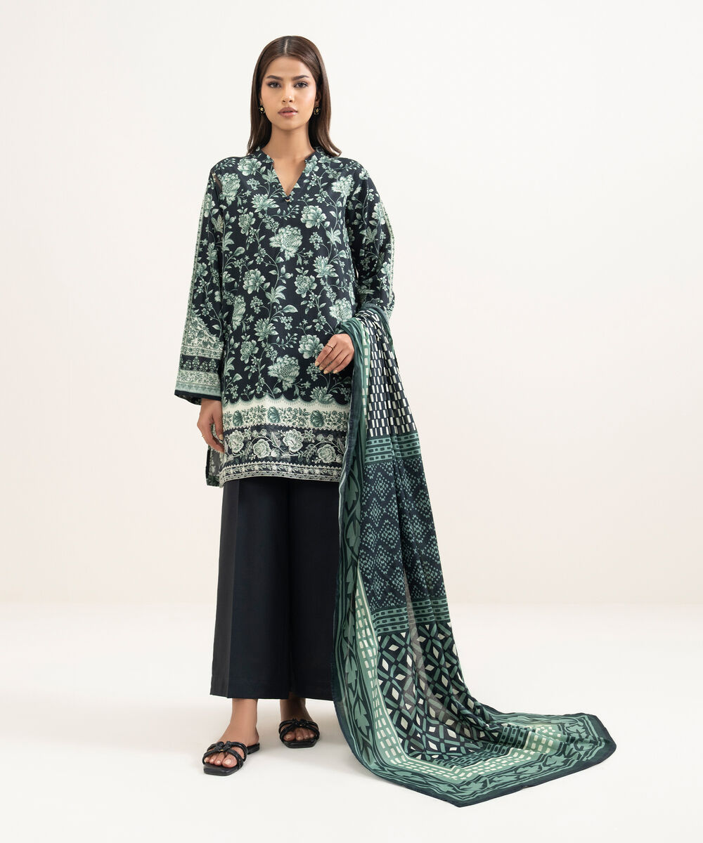 Women's RTW Cambric Embroidered Black Straight Shirt