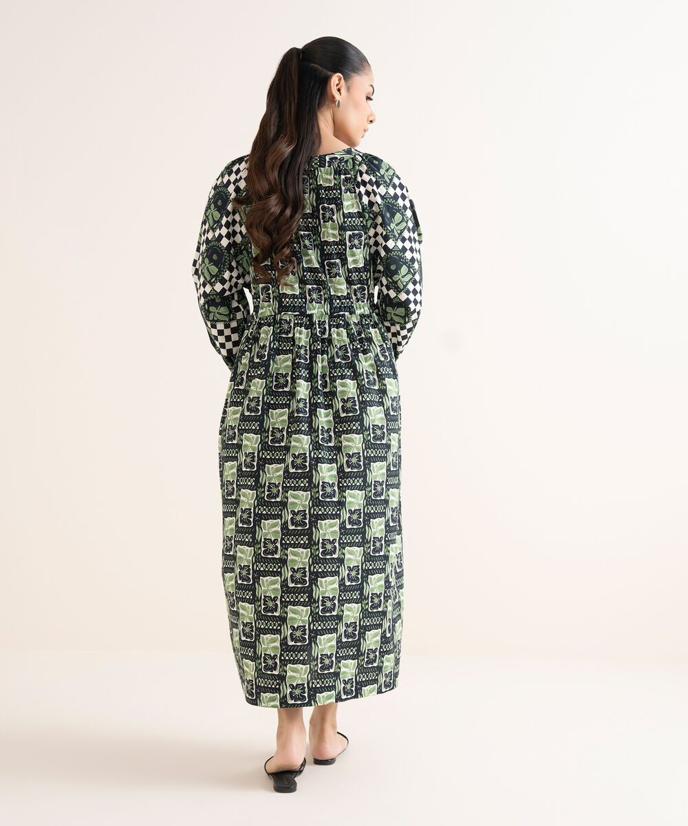 Women's RTW Cambric Printed Black Dress