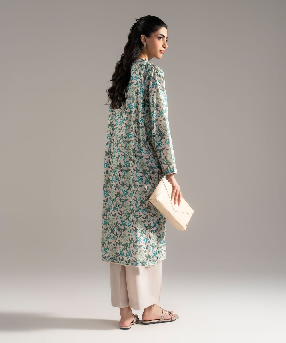 Women's RTW Lawn Printed Embroidered Grey 2 Piece Suit