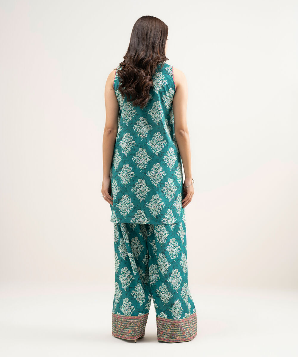 Women's Unstitched Lawn Printed Green 2 Piece Suit