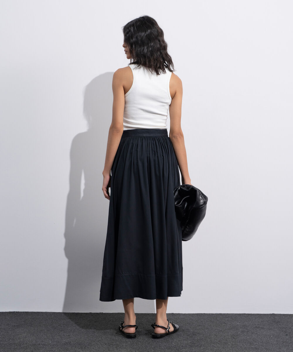 Women's Black Viscose Flared Skirt