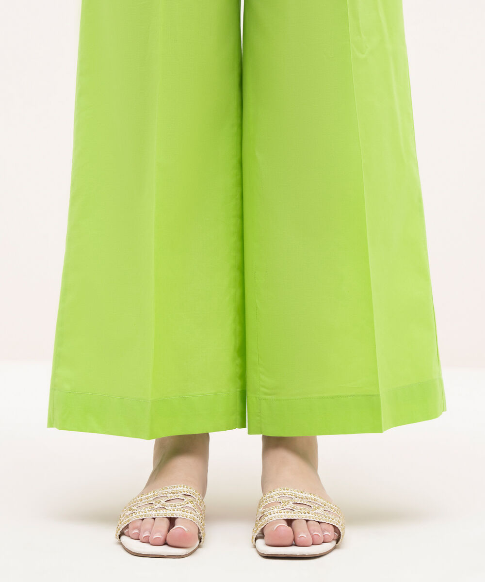 Women's RTW Cambric Green Solid Culottes