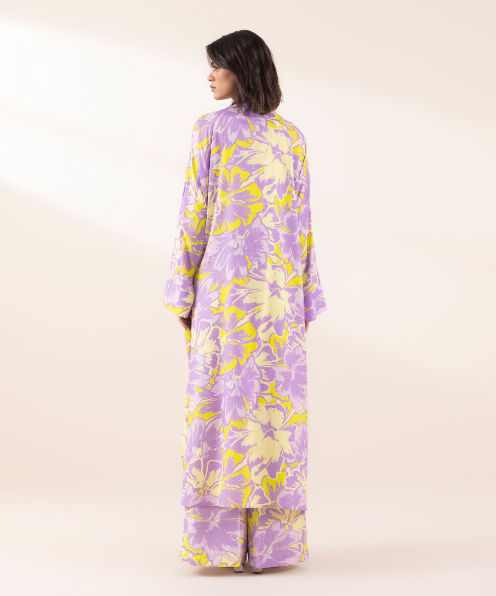 Women's RTW Arabic Lawn Purple Printed Boxy Shirt