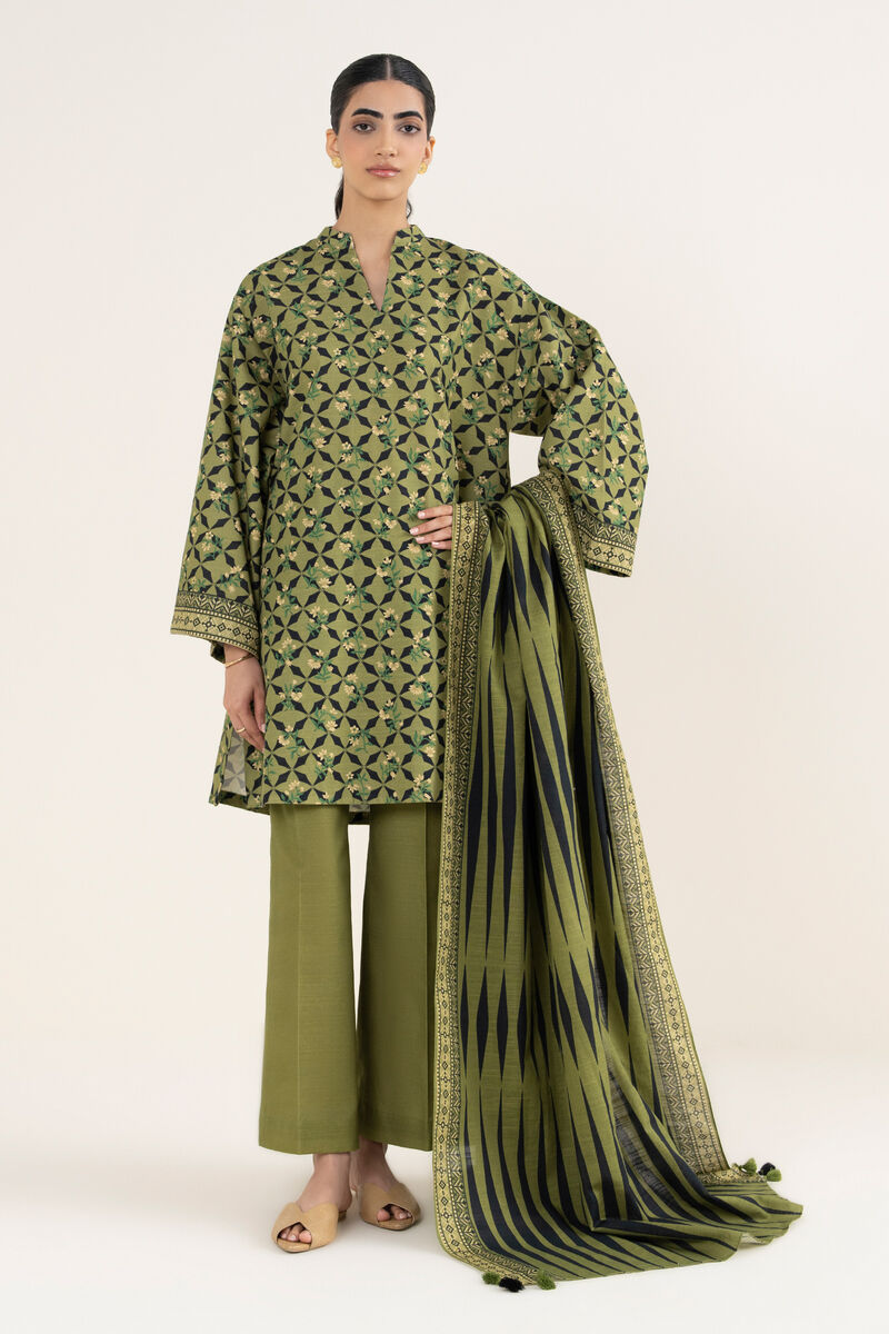 3 Piece - Printed Khaddar Suit