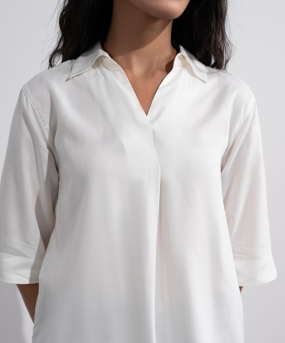 Women's Beige  V-Neck Flowy Top