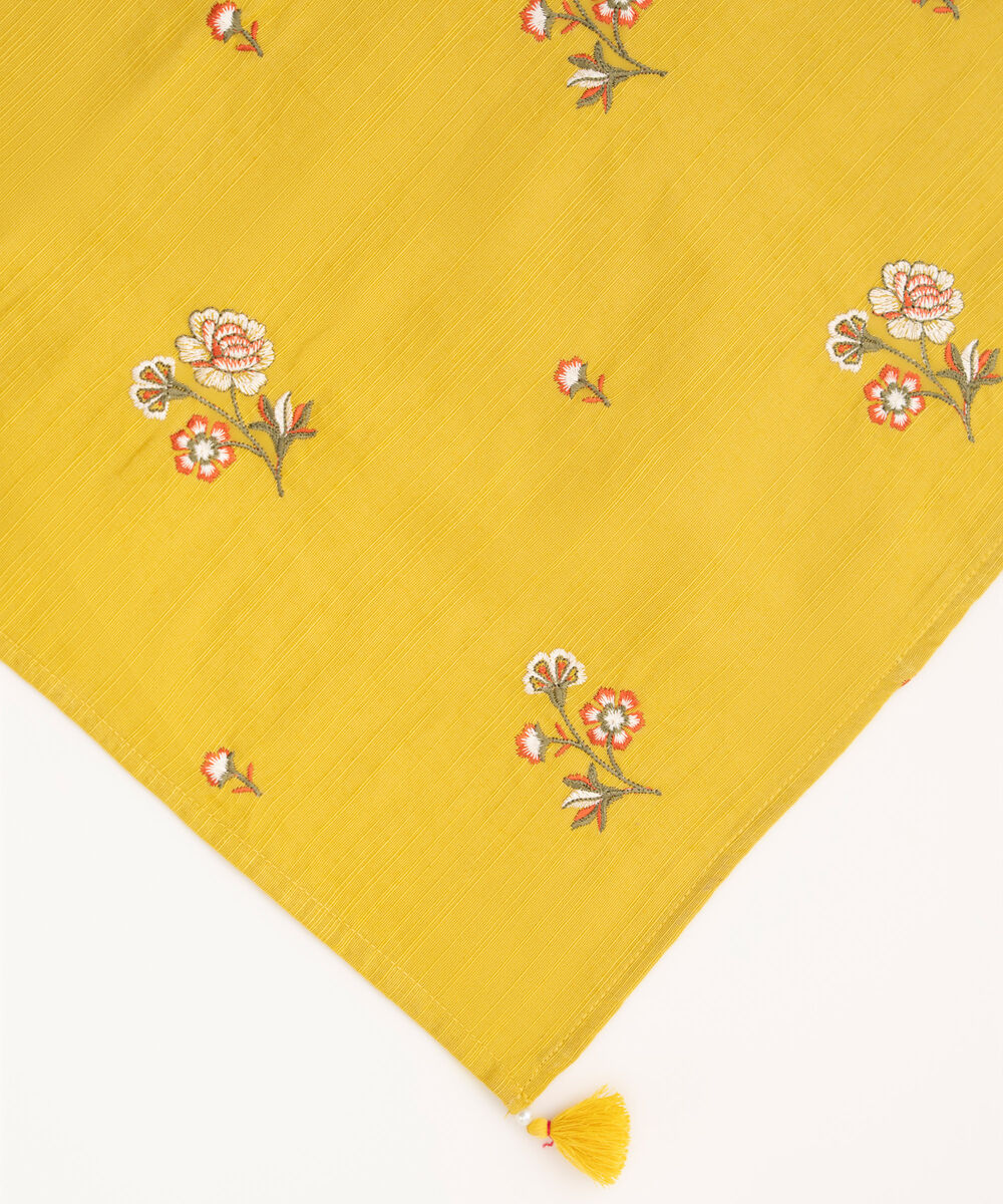 Embroidered Khaddar Yellow Dupatta