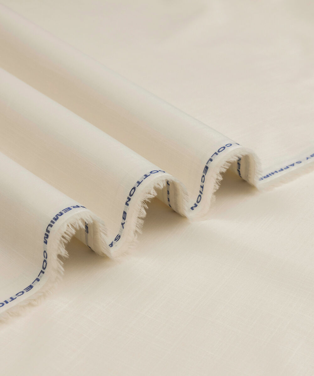 Men's Unstitched Two-Piece Light Cream Premium Slub Cotton Suit