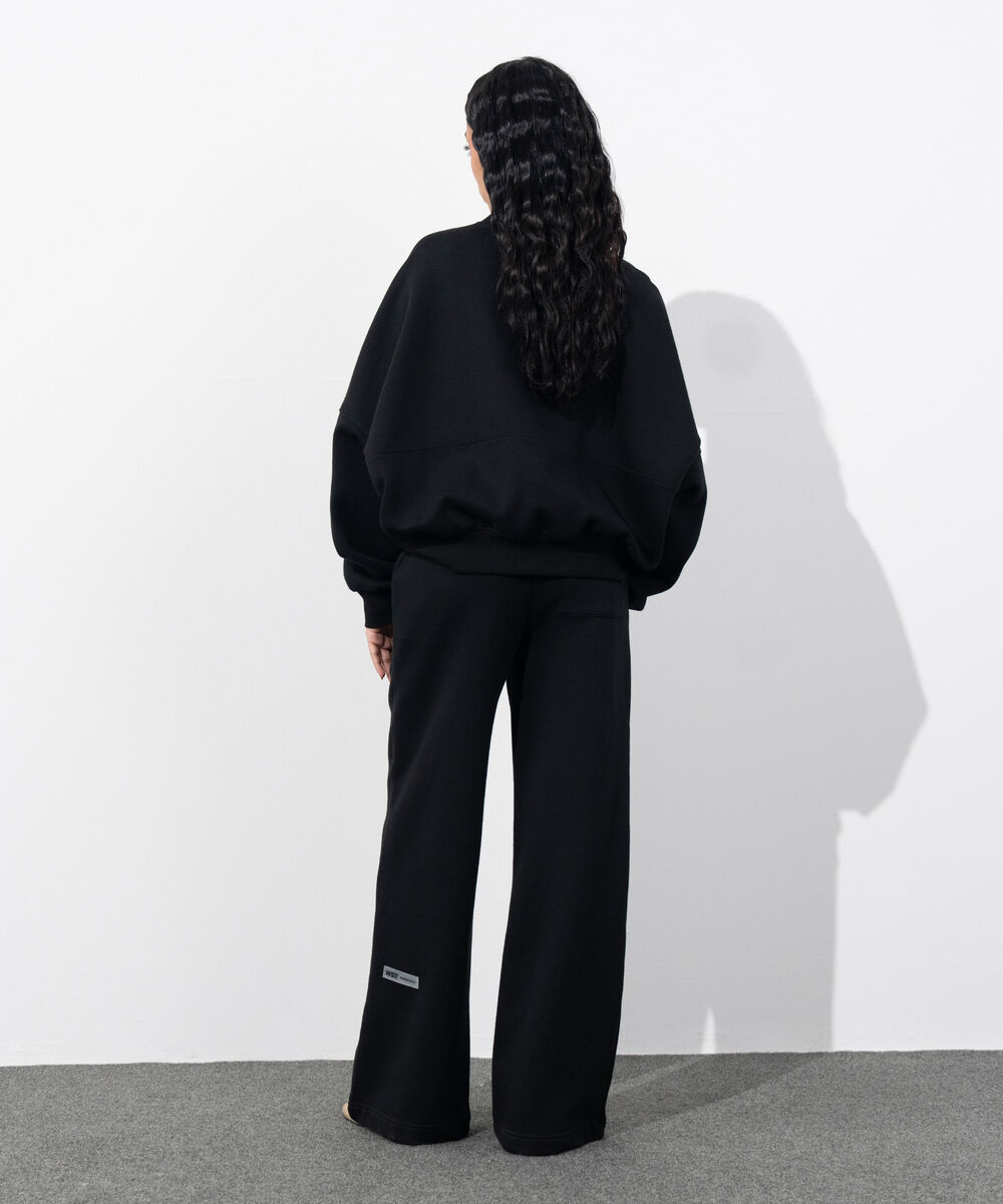 Women's Western Wear Black Oversized Fleece Sweatshirt