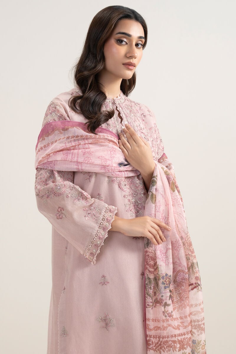 3 Piece - Embroidered Khaddi Net Suit