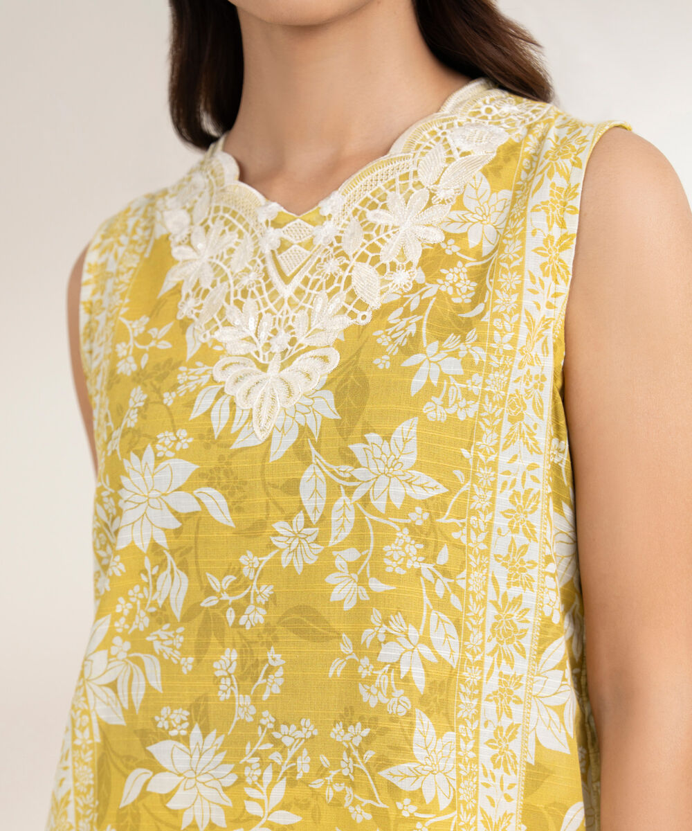 Women's RTW Light Khaddar Embroidered Yellow 3 Piece Suit