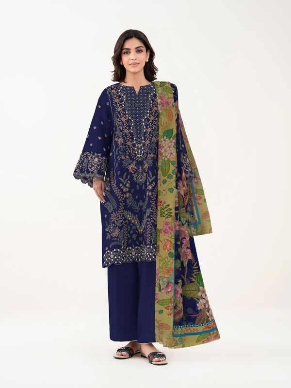 3 Piece - Dyed Embroidered Dobby Suit