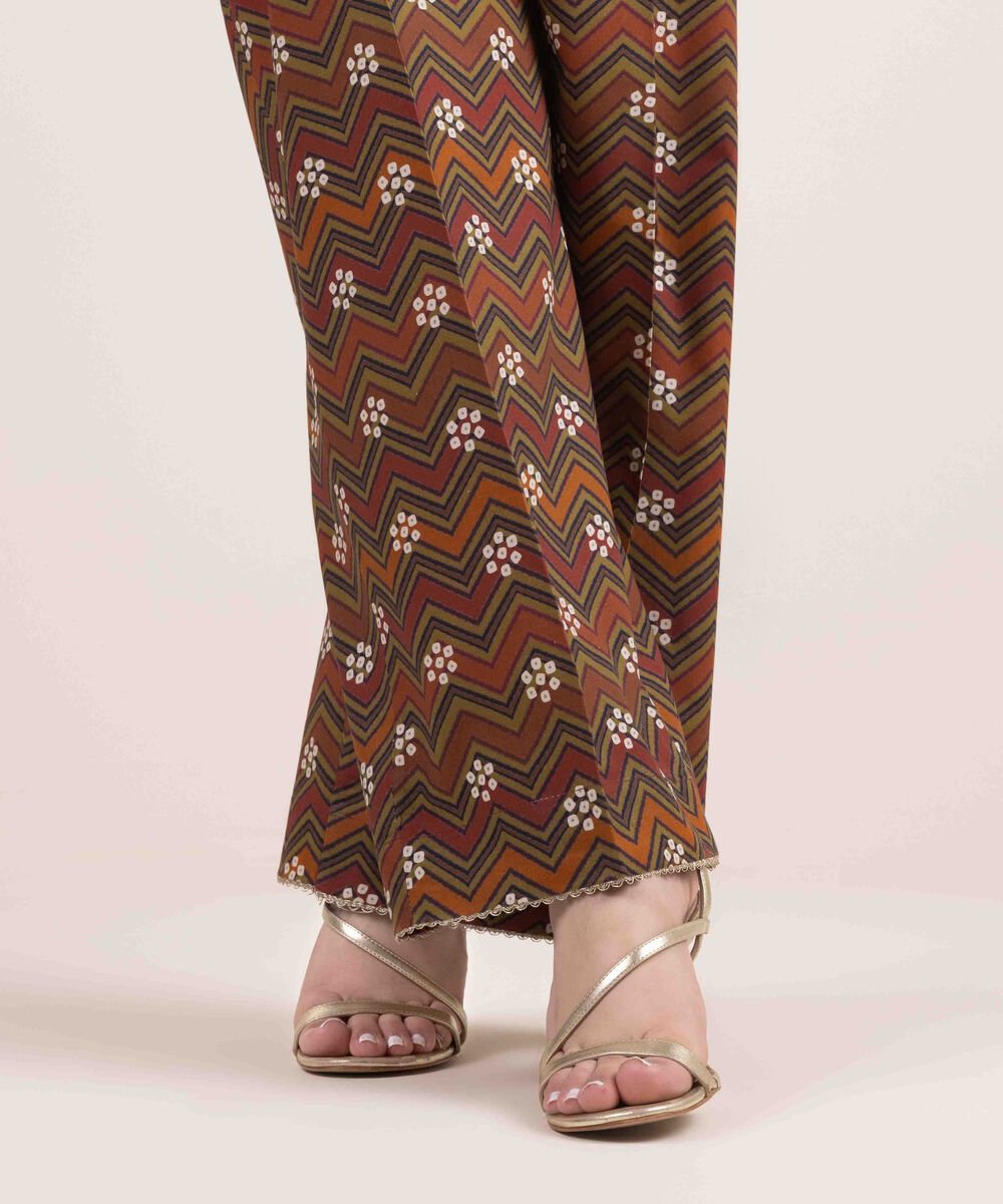 Woman - Brown Printed Cambric Culottes