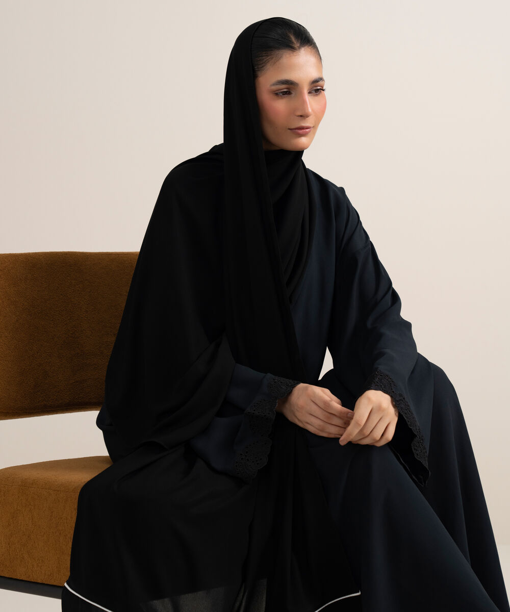Women's Black Regular Abaya Set