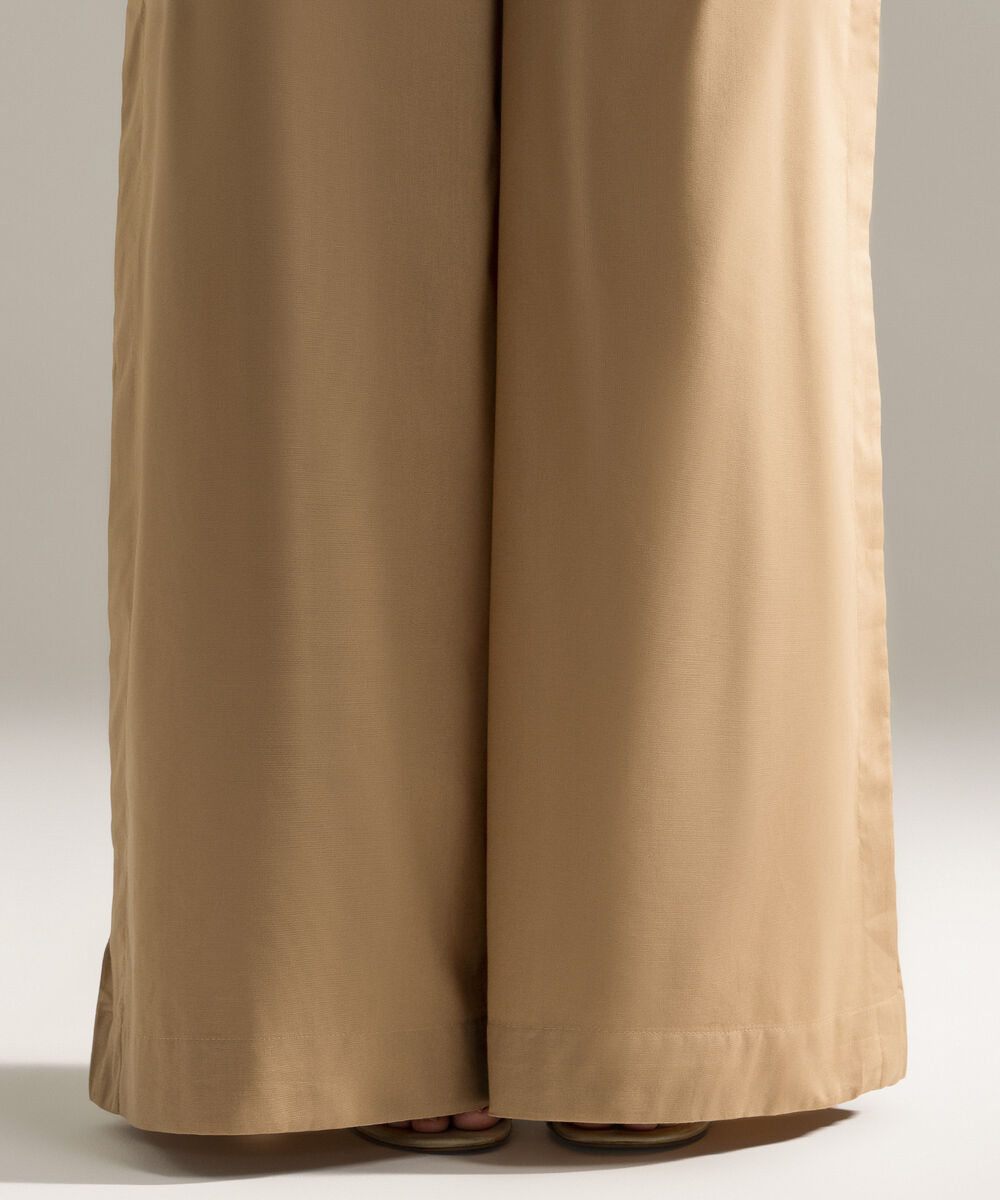 Women's RTW Cambric Printed Beige Flared Pants