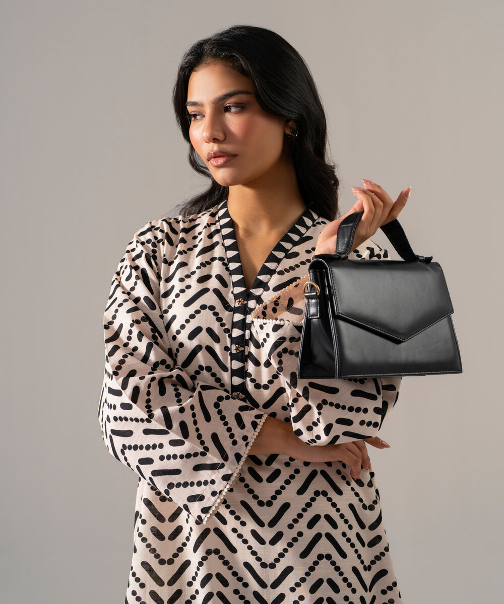 Women's RTW Khaddar Printed Off White Straight Shirt