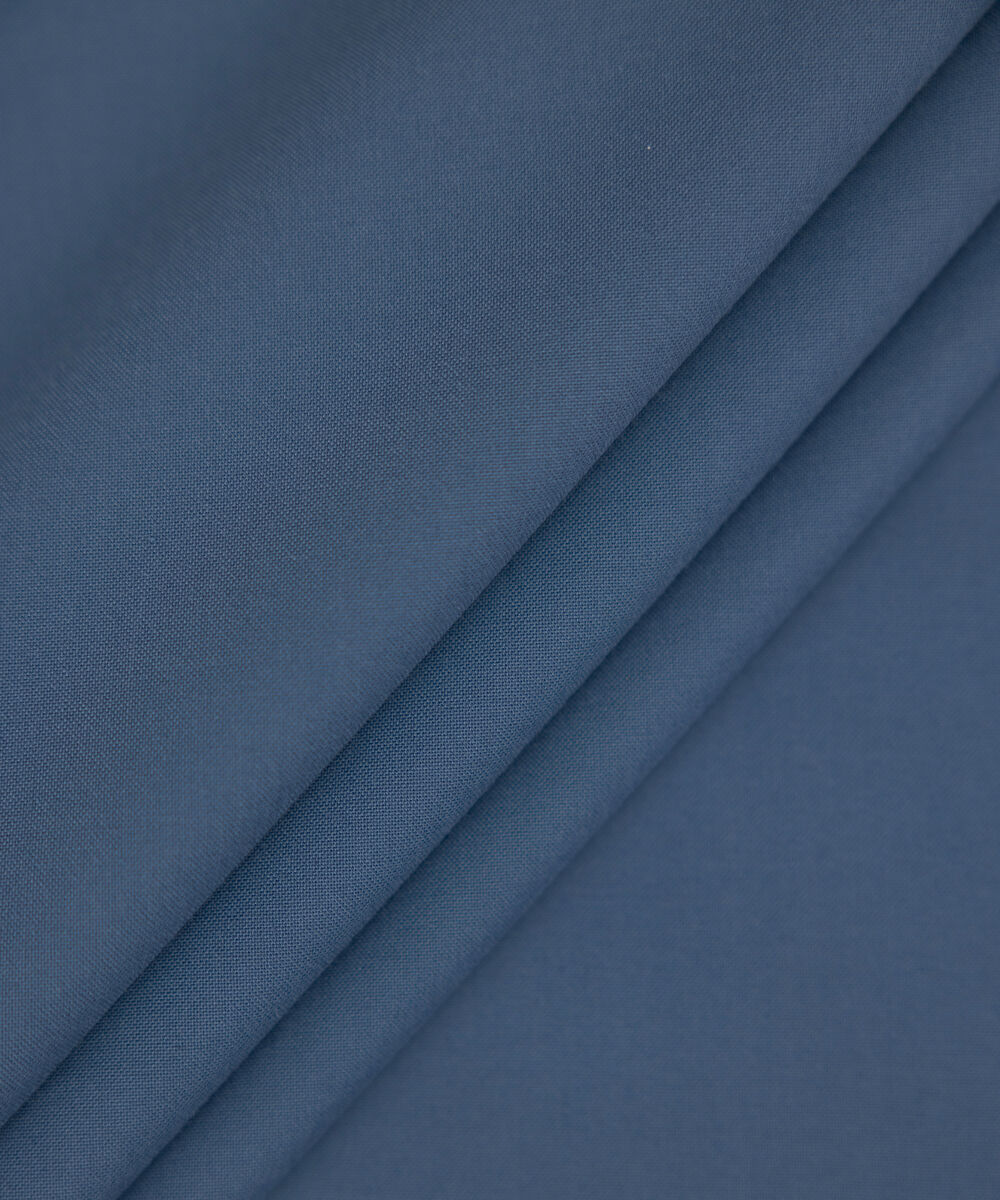 Men Unstitched Wash & Wear Blue Full Suit Fabric