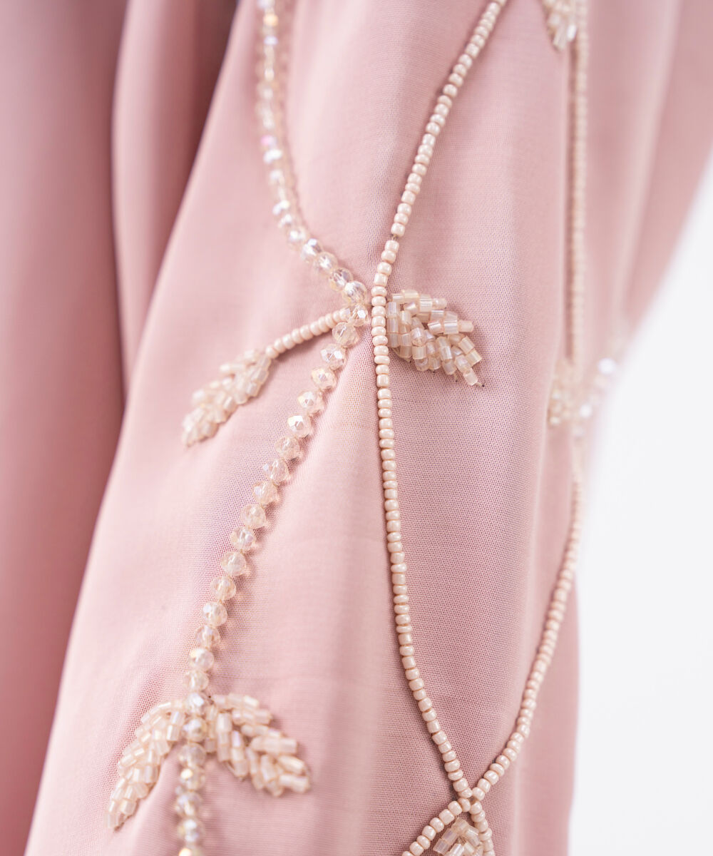 Women's Pink Polyester Abaya Set
