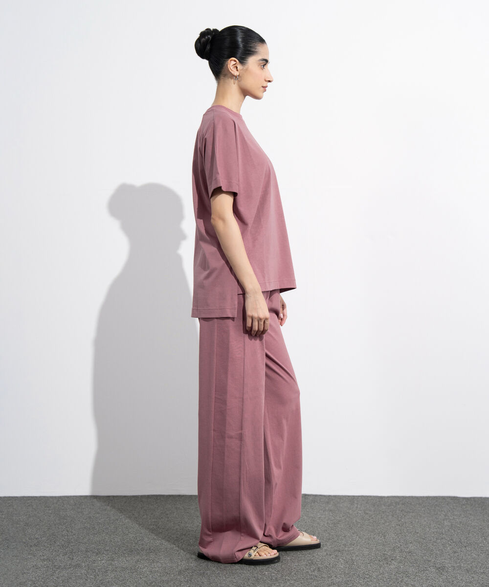 Women's Western Wear Pink Loose Fit Jersey T-Shirt