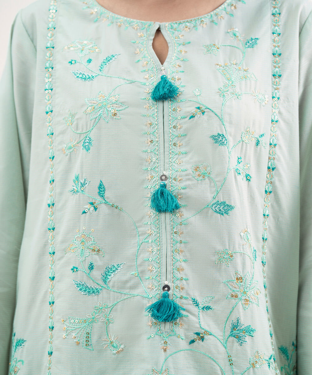 Women's RTW Zari Lawn Embroidered Blue 2 Piece Suit