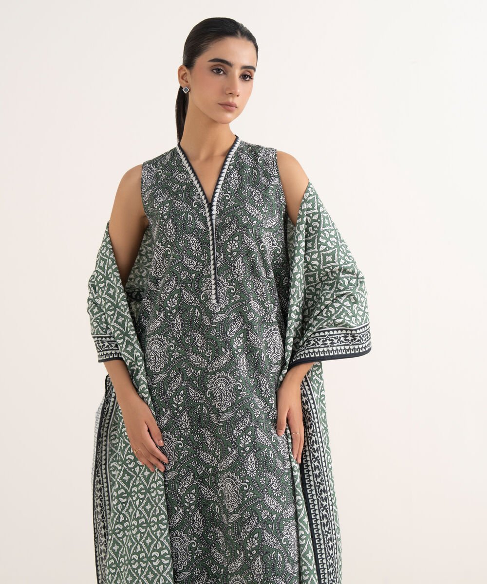 Women's Unstitched Light Khaddar Printed Multi Two Piece Suit